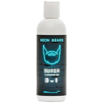 NEON BEARD Супер очищающий гель 3 в 1 &quot;Blue Neon&quot; c эфирными маслами и инулином, 200 мл