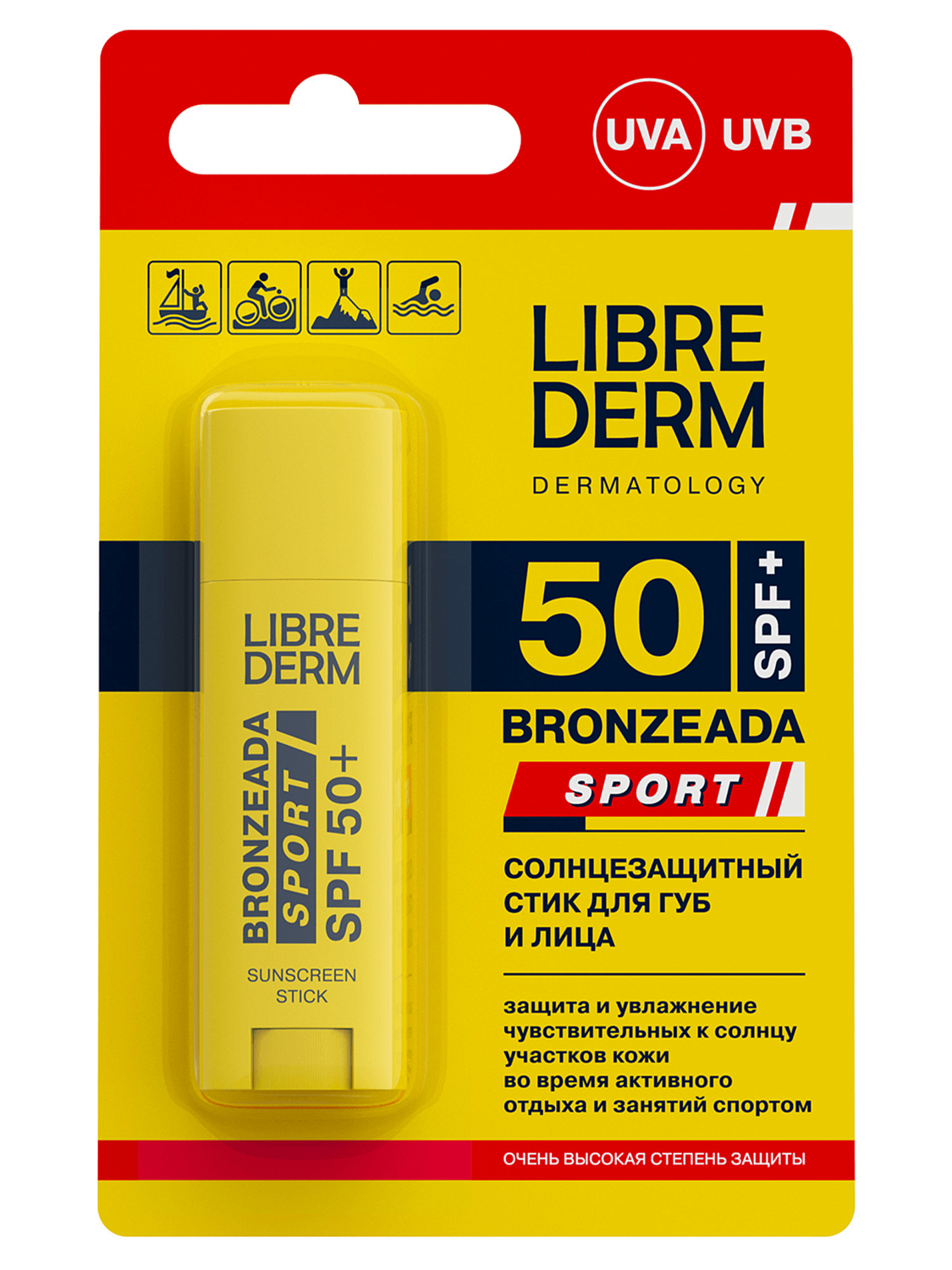 Солнцезащитный стик LIBREDERM Bronzeada Sport SPF 50 4,8 г