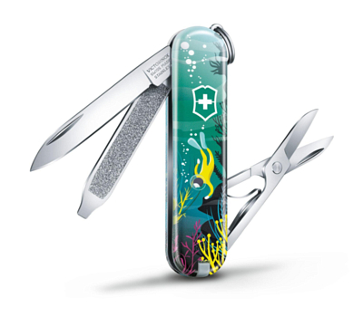 Нож Victorinox брелок Classic &quot;Deep Dive&quot;, 58 мм, 7 функций