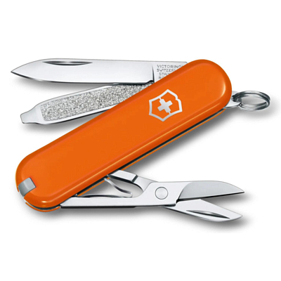 Нож Victorinox брелок Classic SD Colors Mango Tango, 58 мм, 7 функций Оранжевый