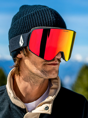 Маска горнолыжная Volcom Odyssey Matte Black Red Chrome Lens/Yellow Bonus Lens