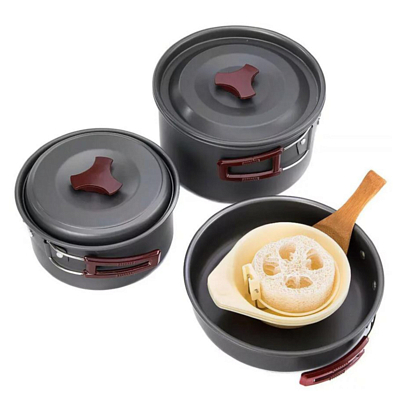 Набор посуды Naturehike Nh2-3 People Camping Cookware Carbon