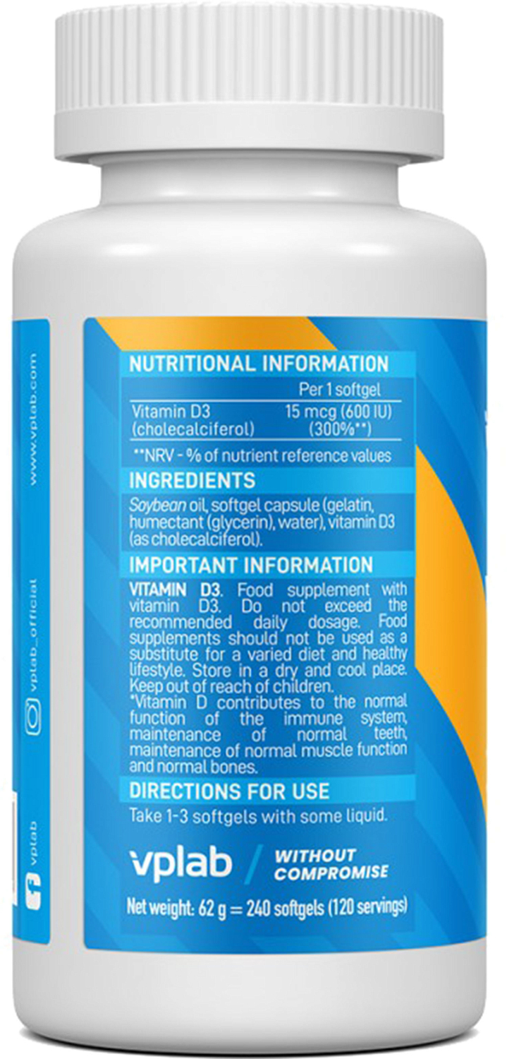 Витамины vplab Vitamin D3 600 IU 240 Caps