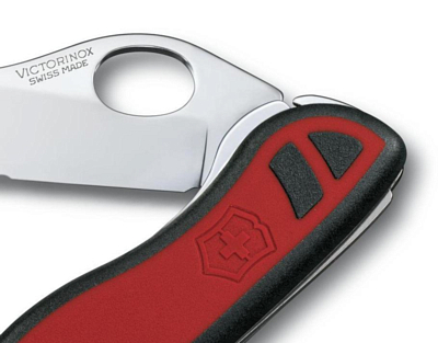 Нож Victorinox Sentinel One Hand, 111 мм, 3 функции, с фиксатором красный с чёрным