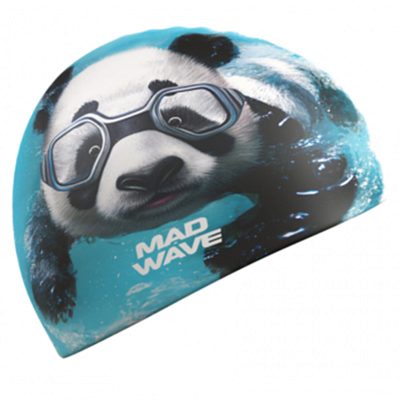 Шапочка для плавания MAD WAVE Panda HQ Azure