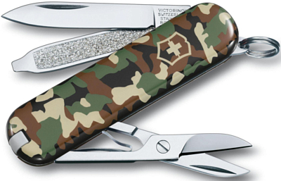 Нож Victorinox брелок Classic SD &quot;Camouflage&quot;, 58 мм, 7 функций зелёный камуфляж