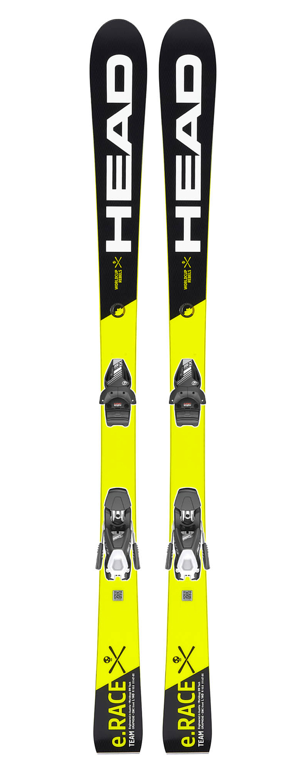 Горные лыжи с креплениями HEAD WC e.Race Team SW+SX 7.5 GW AC BR.90[J] black-neon yellow