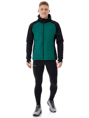 Куртка беговая Nordski Hybrid Hood Black/Alpine Green